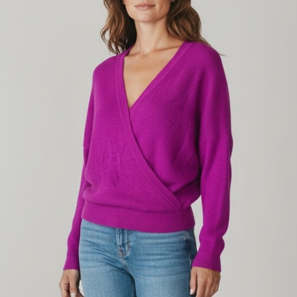 Splendid Wrap Front Sweater Womens Small Magenta Purple